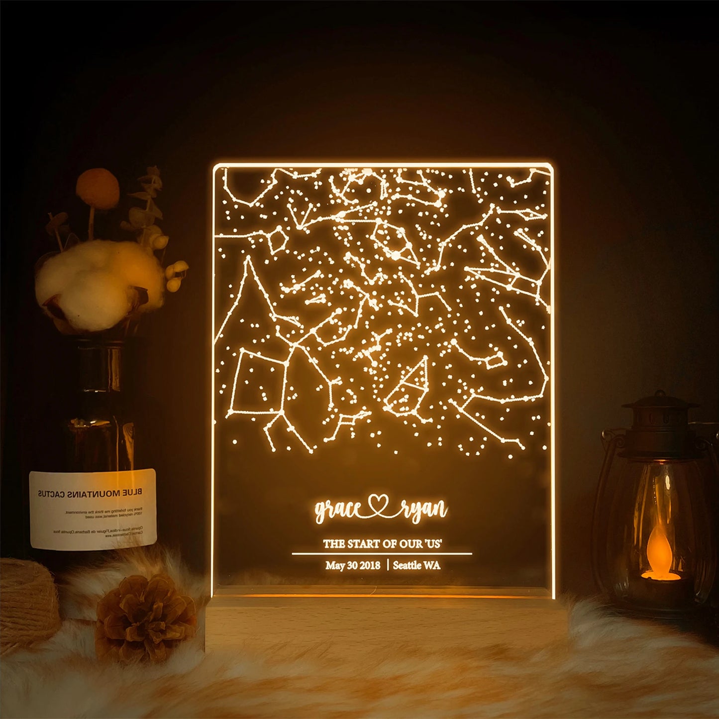 Star Chart Night Light - Unique Bedroom Decor, Customized with Your Special Date