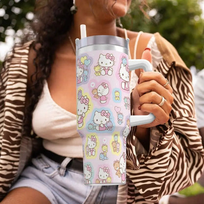 Hello Kitty Driving Stainless Steel Tumbler, Lid and Straw Included