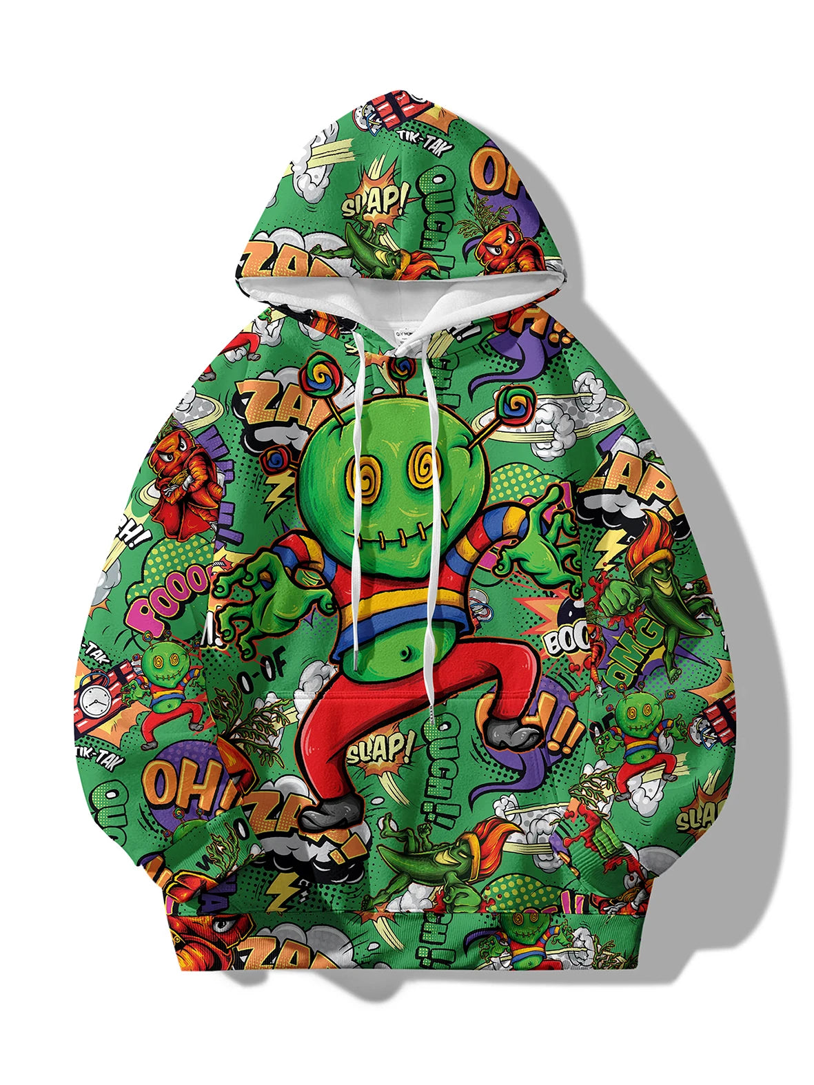 Cartoon Graffiti 3D Print Hoodie - Front View