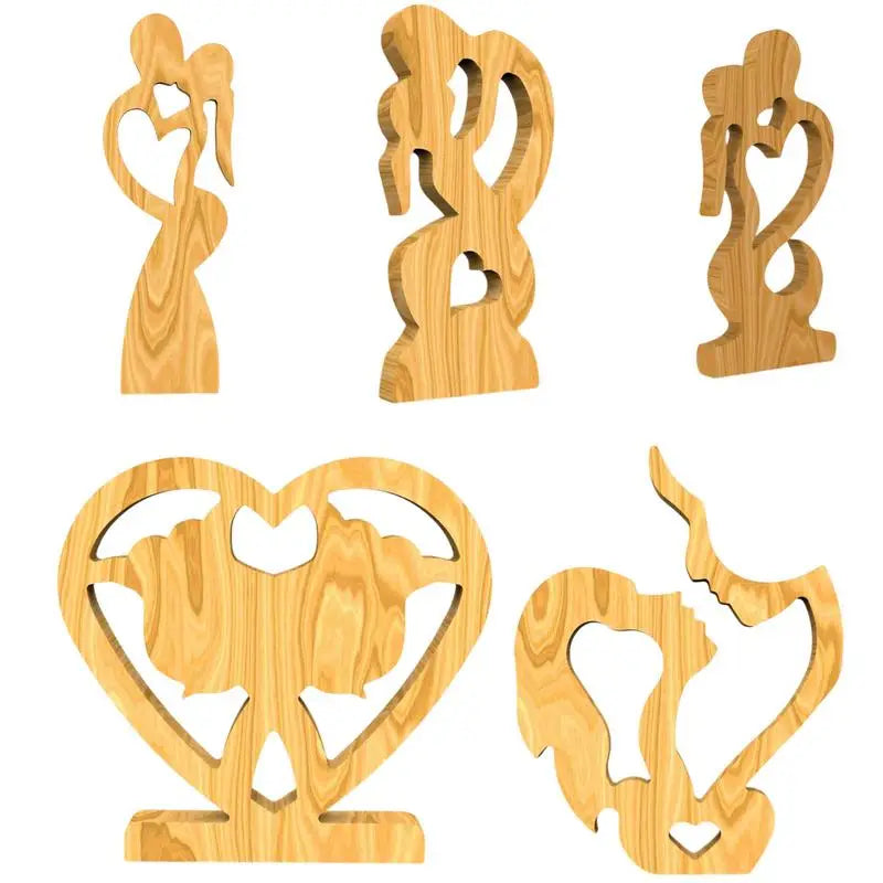 Romantic wooden couple statue, perfect for Valentine's Day gift