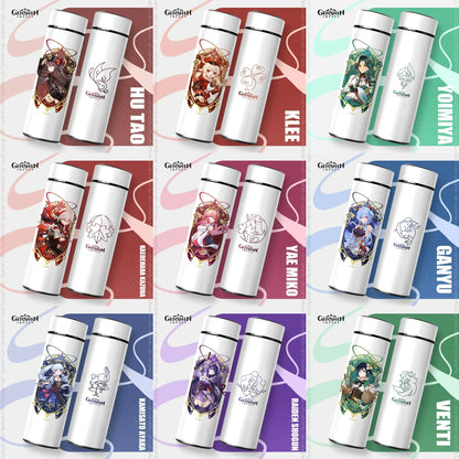 500ml Genshin Impact Vacuum Insulated Bottle Temperature Display Vacuum High Capacity Stainless Steel Thermos Cup Anime Gifts