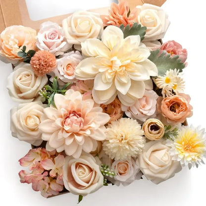 Artificial Flowers Combo Box: Assorted Silk Flowers, Vibrant Colors, DIY Floral Projects