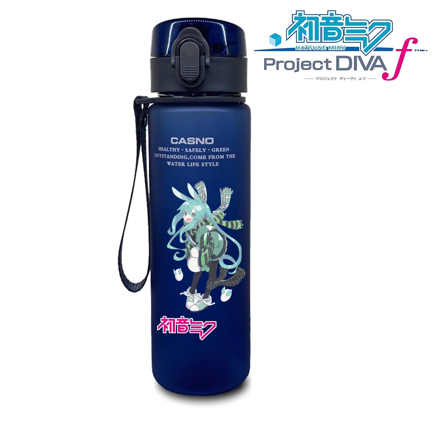 Hot selling Miniso Hatsune Miku cartoon anime large capacity portable plastic sports water bottle cute water bottle beautiful