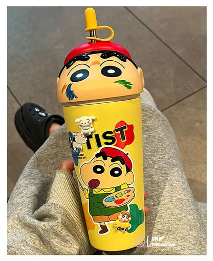 Stanley Tumbler Style Anime Crayon Shin-chan Vacuum Insulated Cup, 600ml Straw Mug, Kawaii Kids Flask Water Bottle, Gift Idea - Owala Tumbler Inspired