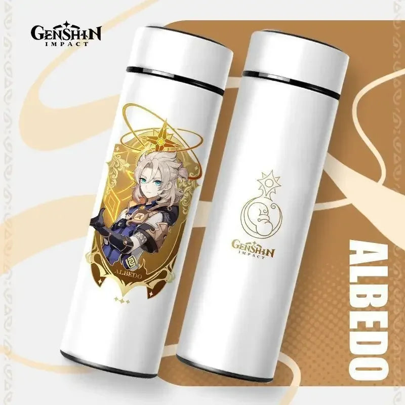 500ml Genshin Impact Vacuum Insulated Bottle Temperature Display Vacuum High Capacity Stainless Steel Thermos Cup Anime Gifts