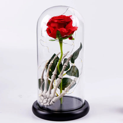 Valentine's Day gift, eternal rose under glass, illuminated by LED lights