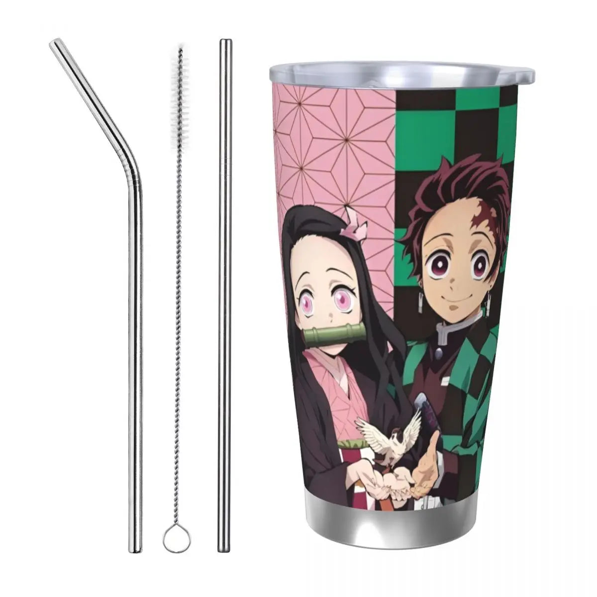 Demon Slayer Anime Nezuko & Tanjiro 20oz Vacuum Insulated Stainless Steel Tumbler - Keeps Drinks Cold & Hot