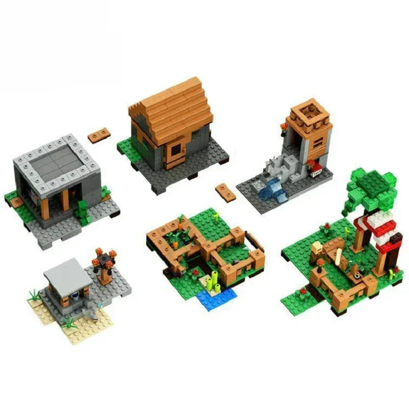 Minecraft Village Set 21128: Steve mini-figure with a pickaxe and building block.