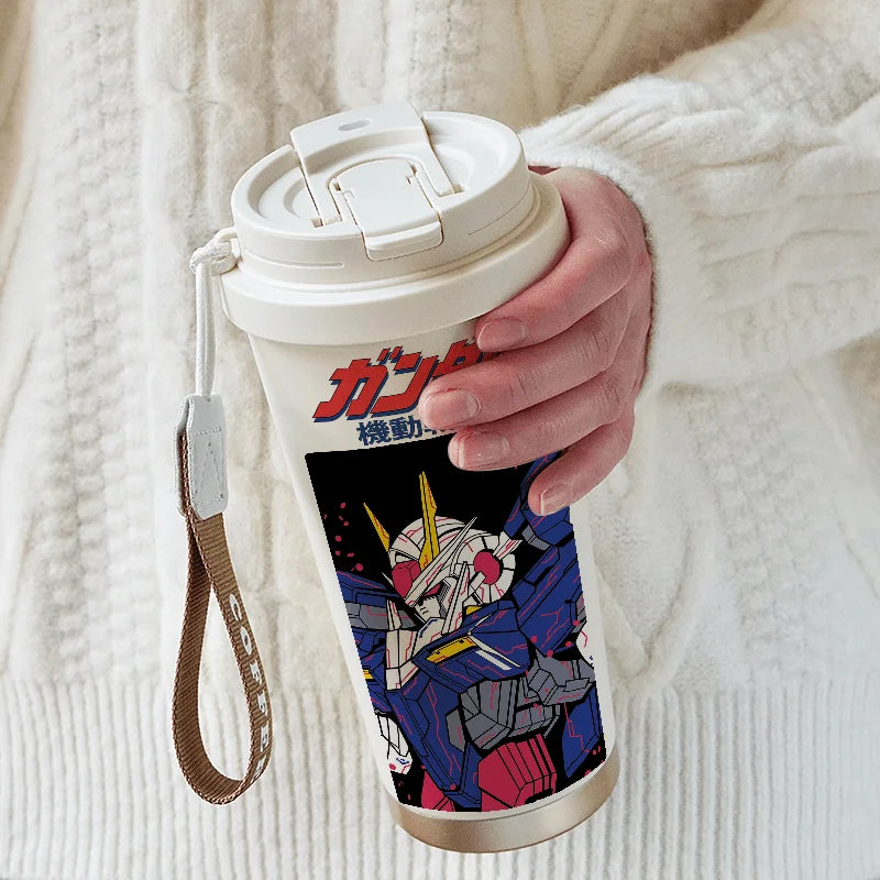 Mobile Suit Gundam Thermos Cup Student Personalized Trendy Water Cup Anime Childlike Stainless Steel Coffee Cup Christmas Gift