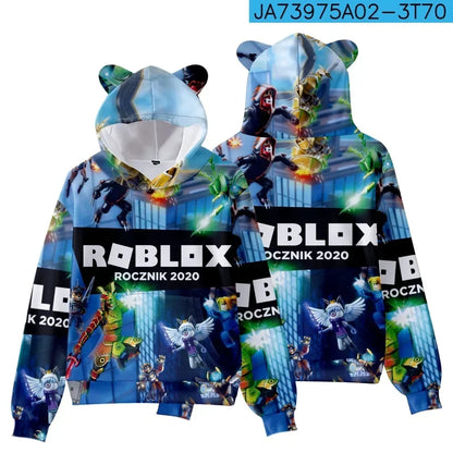 Roblox Cat Ear Hooded Sweatshirt for Kids - Back View Showing Design