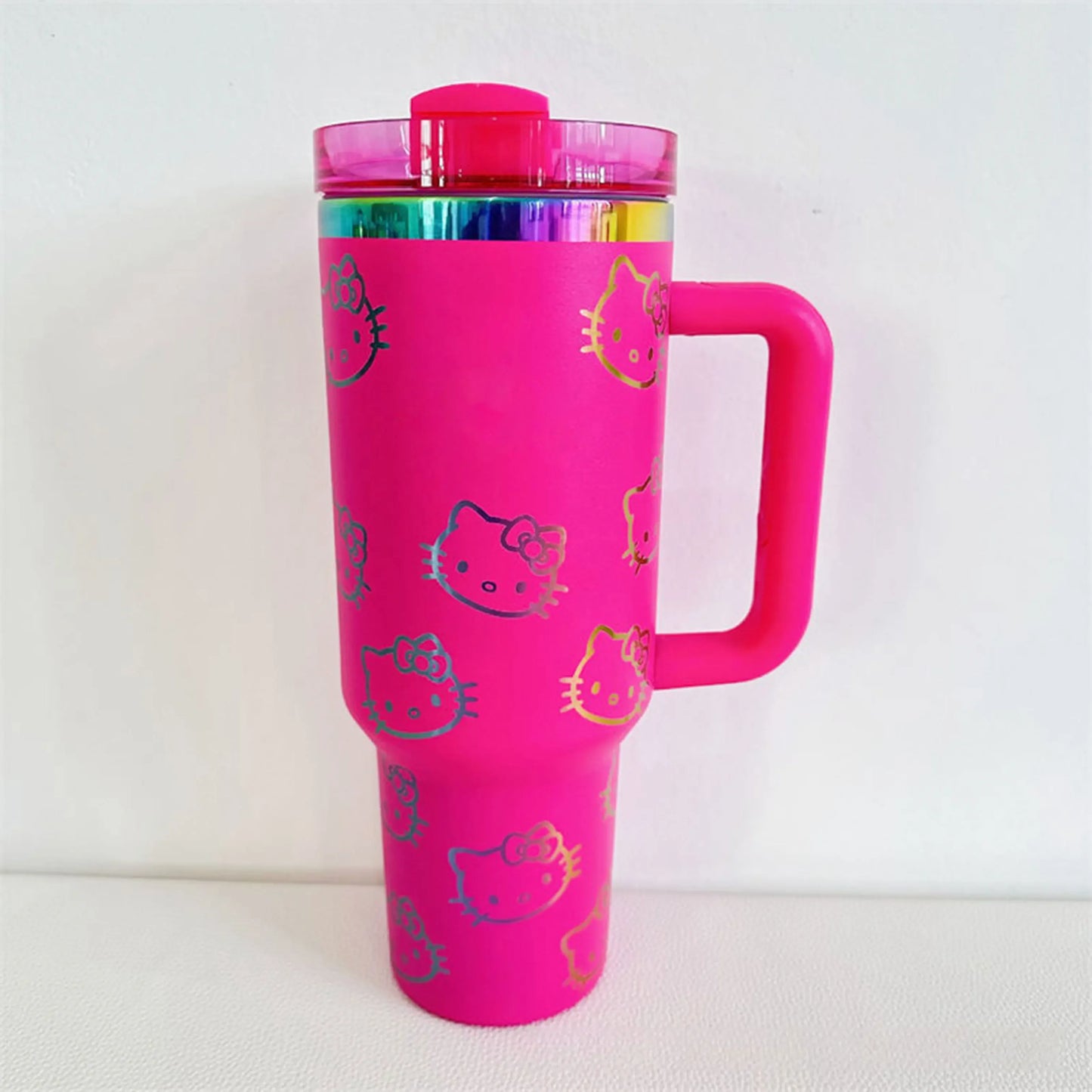 MINISO Christmas 2024 Tumbler, 40oz, Hello Kitty design, straw detail.