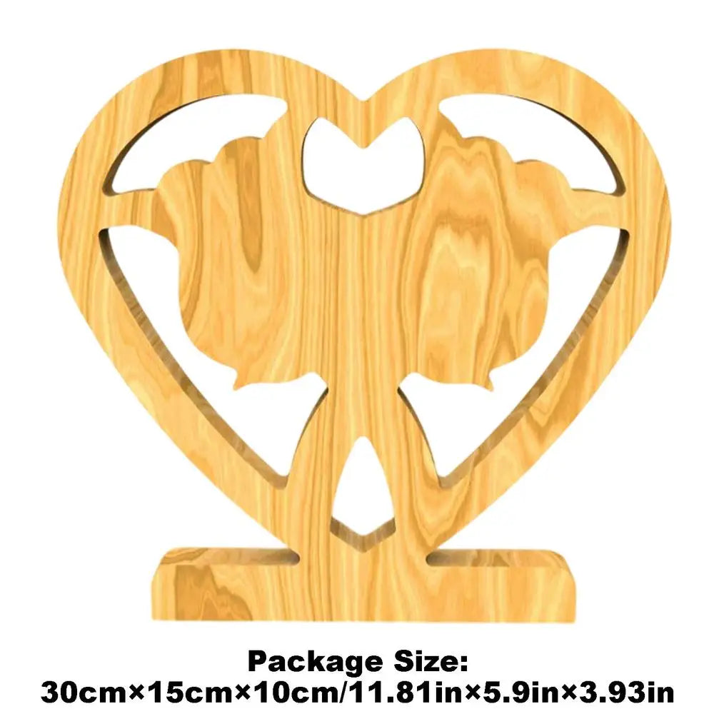 Handcrafted wooden statue depicting couple embracing, ideal Valentine's gift.