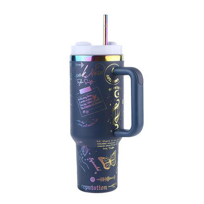 40oz Insulated Tumbler With Lid and Straws Stainless Steel Coffee Tumbler with Handle Vacuum Leak Proof Coffee Cup for Outdoor