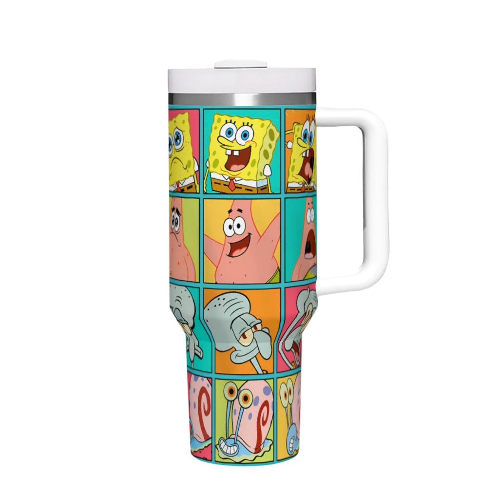 SpongeBob SquarePants 40 oz stainless steel insulated tumbler with handle and straw