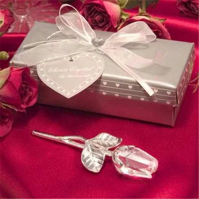 Close-up of crystal glass rose, highlighting intricate petal details