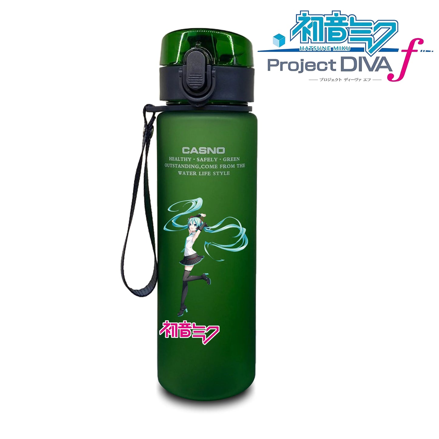 Hot selling Miniso Hatsune Miku cartoon anime large capacity portable plastic sports water bottle cute water bottle beautiful