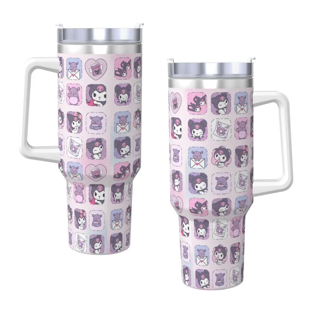 MINISO Kuromi Stainless Steel Tumbler | Sanrio Anime Insulated Travel Mug | Hot & Cold Drinks