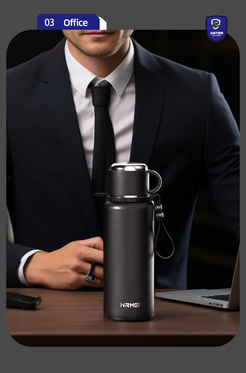 nRMEi Thermos Bottle: 800ml, Stainless, Tea Strainer, Smart Temp Readout