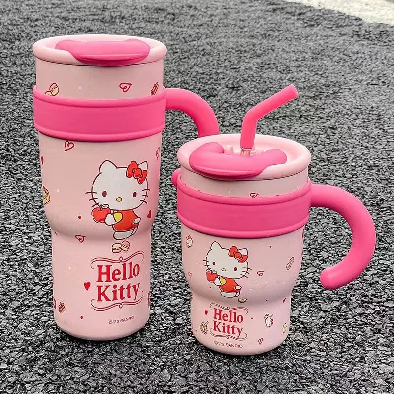 Sanrio Water Bottle 1200ml, Cute Hello Kitty Kuromi Cinnamoroll Melody Stainless Steel Insulated Tumbler with Straw, Gift Idea, Stanley Tumbler Style