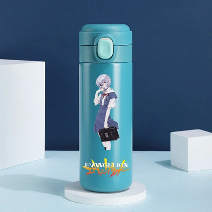 Anime EVA Ayanami Rei 420ML Thermos Water Bottle Anime Portable Children 304 Stainless Steel Cartoon Outdoor Sport Water Mug