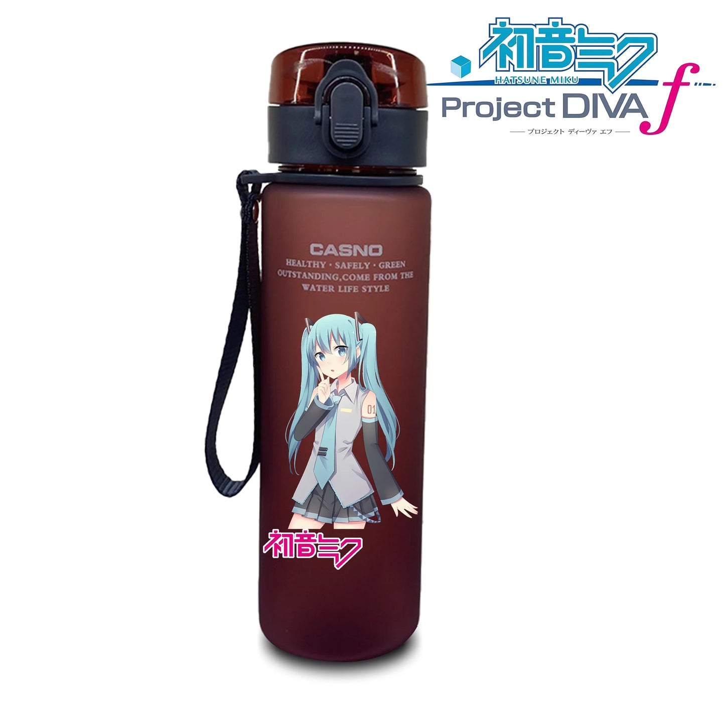 Hot selling Miniso Hatsune Miku cartoon anime large capacity portable plastic sports water bottle cute water bottle beautiful