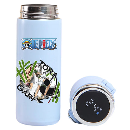 Smart thermos cup: One Piece Luffy, Uta, Yamato art, temperature indicator.