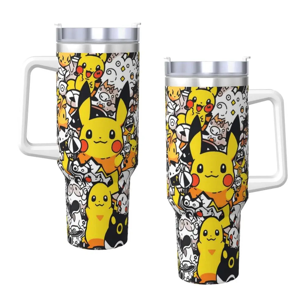 Pokémon Stainless Steel Tumbler | Insulated Water Bottle | Anime Cartoon Print | Cold Drinks & Coffee | Customizable Travel Mug