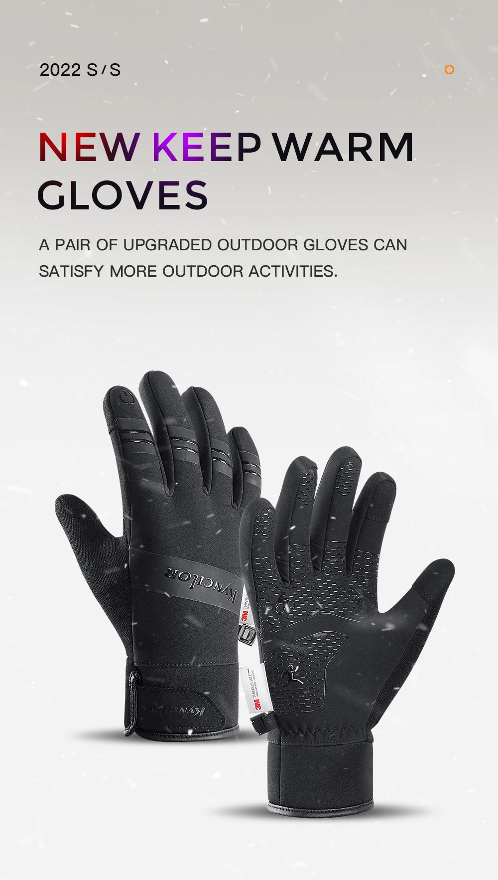 Black Kyncilor Cycling Gloves - Full Finger, Touchscreen Compatible.