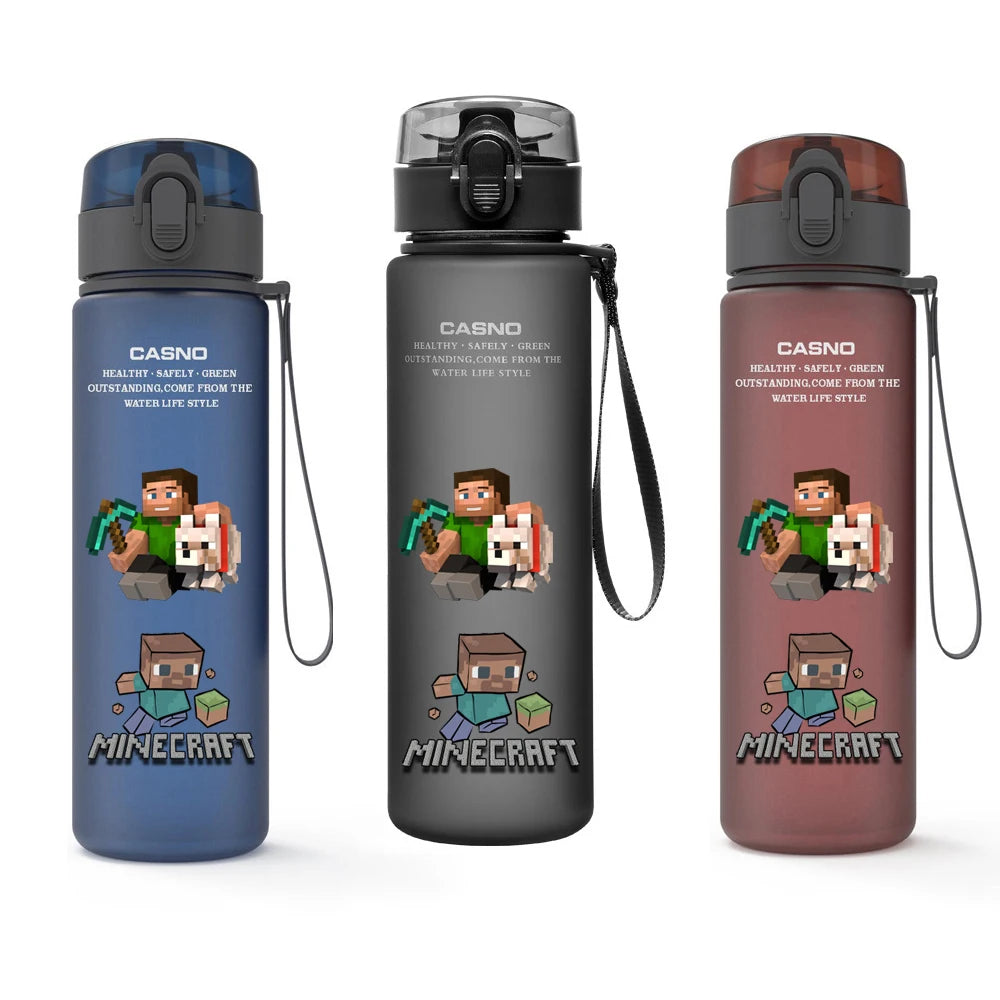 MINISO Minecraft 560ML bottle, showcasing full game-inspired design.