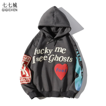 Lucky Me I See Ghosts Hoodie Kanye West Graffiti Sweatshirt