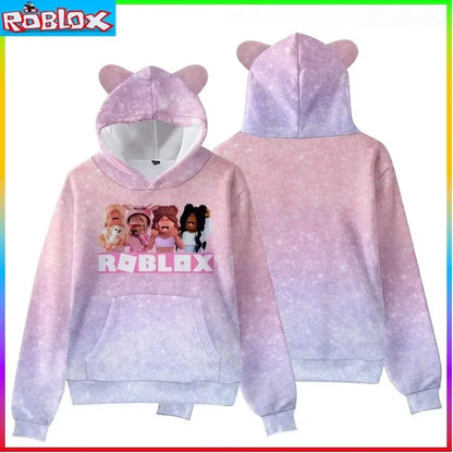 Roblox Cat Ear Hooded Sweatshirt for Kids - Back View Showing Design