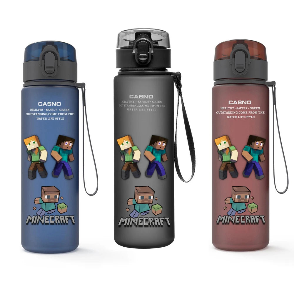 MINISO Minecraft 560ML bottle, showcasing full game-inspired design.