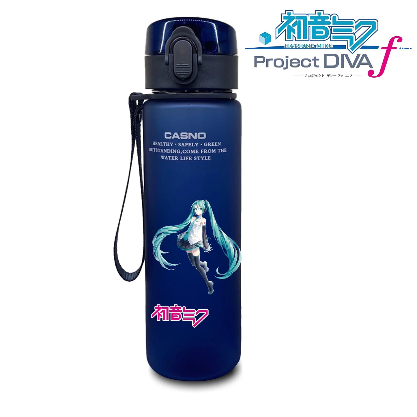 Hot selling Miniso Hatsune Miku cartoon anime large capacity portable plastic sports water bottle cute water bottle beautiful