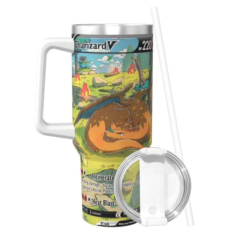 Charizard Pokemon Anime Stainless Steel Tumbler - Insulated Travel Mug for Hot & Cold Drinks