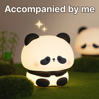 Panda LED Night Light on - soft, warm glow.