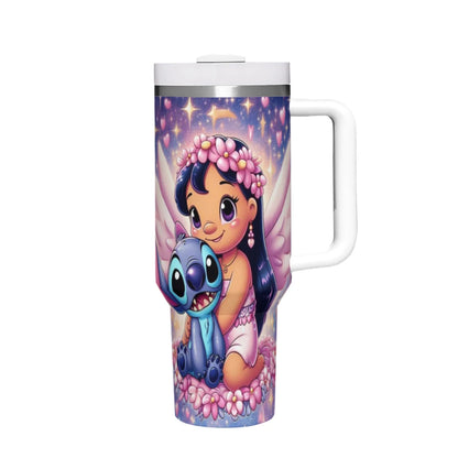 MINISO Stitch 40oz Tumbler showcasing the Stitch character design and stainless steel finish.