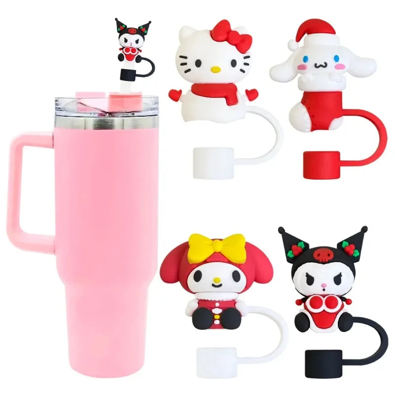 Sanrio Kuromi straw topper, Christmas themed, purple and black, fits 10mm straws