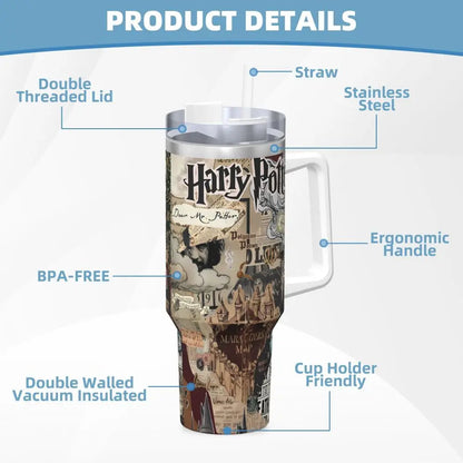 Personalized Harry Potter Stainless Steel Tumbler | Insulated Hot & Cold Drinks Bottle | Custom Travel Mug