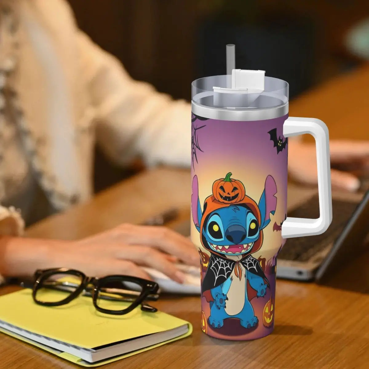 Stitch Ohana Tumbler - Group Shot with Lilo & Stitch Figures (Emphasizes a themed variation and related characters)