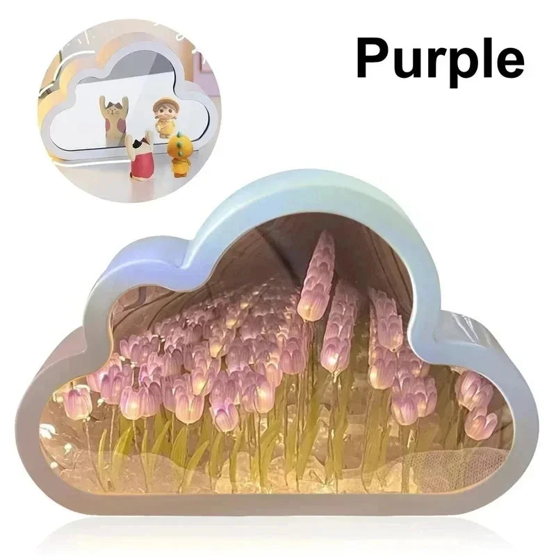 Pink Cloud Tulip Night Light - DIY Mirror Lamp, Romantic Gift