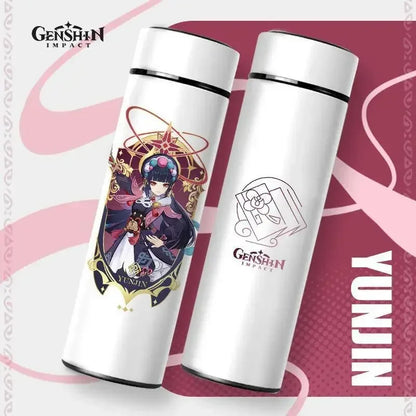 500ml Genshin Impact Vacuum Insulated Bottle Temperature Display Vacuum High Capacity Stainless Steel Thermos Cup Anime Gifts