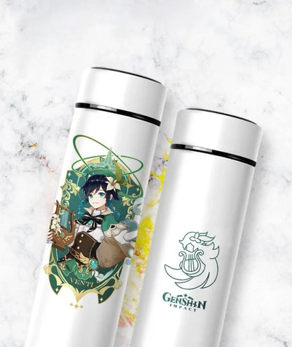 500ml Genshin Impact Vacuum Insulated Bottle Temperature Display Vacuum High Capacity Stainless Steel Thermos Cup Anime Gifts