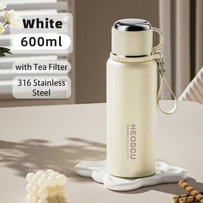 Stainless Steel Thermal Bottle, 500ml, Temperature Screen & Tea Strainer