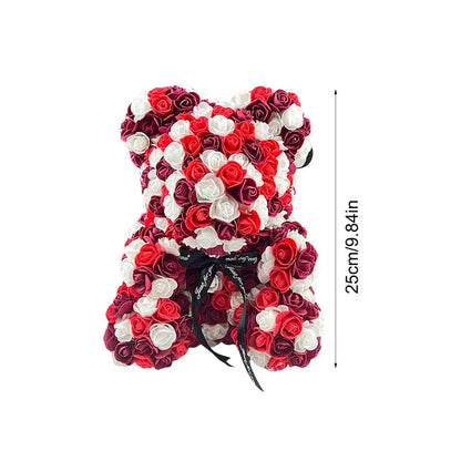 White Rose Bear 25cm - Artificial Roses