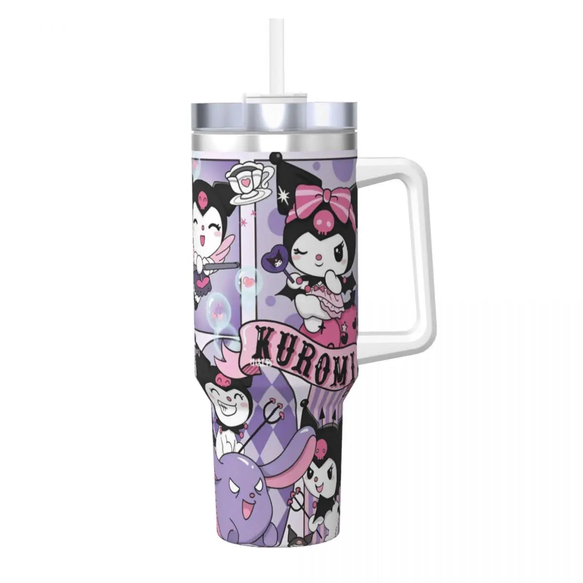 MINISO Kuromi Stainless Steel Tumbler | Sanrio Anime Insulated Travel Mug | Hot & Cold Drinks