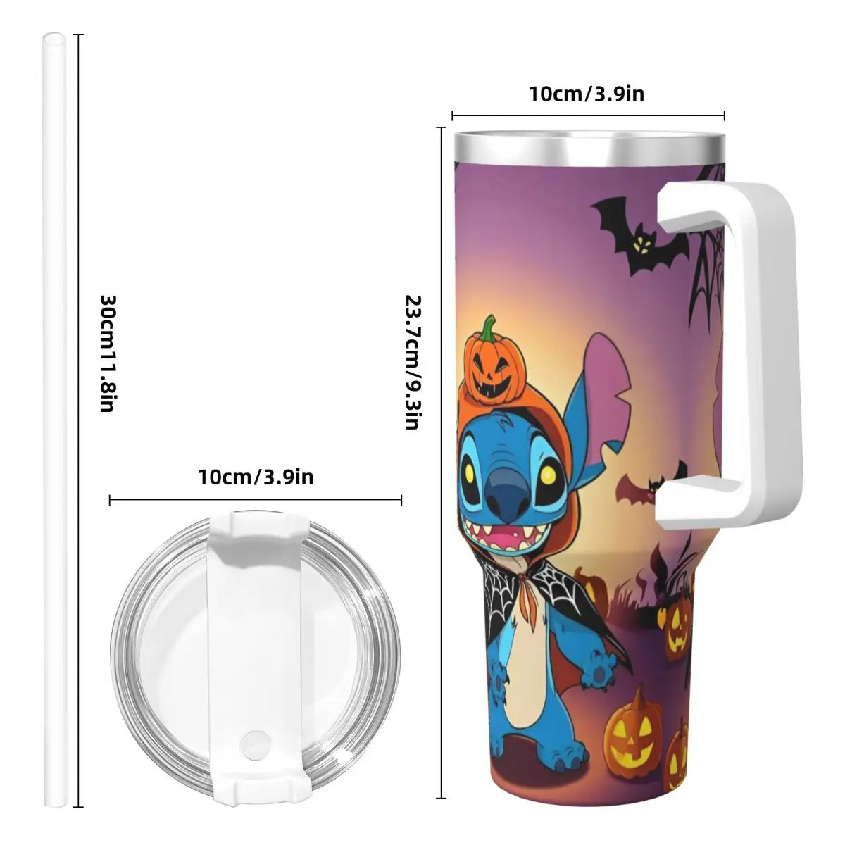 Stitch Tumbler - Tropical Variant with Hibiscus Flower Detail (Focuses on a specific design element of this child product)