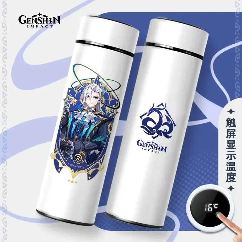 500ml Genshin Impact Vacuum Insulated Bottle Temperature Display Vacuum High Capacity Stainless Steel Thermos Cup Anime Gifts