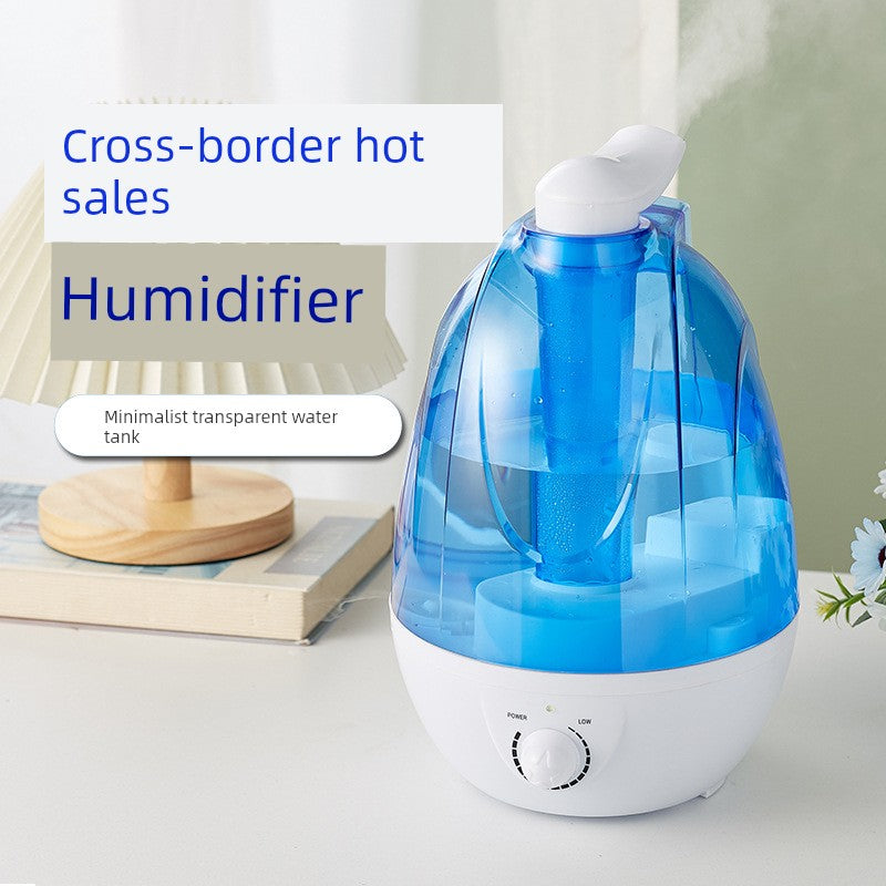 5L Double Spray Ultrasonic Cool Mist Humidifier, Crystal Air Design, Heavy Fog Output, Aromatherapy Diffuser Functionality,Humidifier in Operation,Close-up of Control Panel,Humidifier in Home Setting