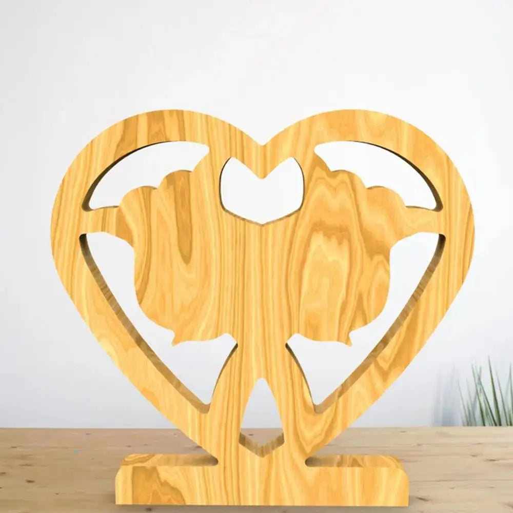 Handcrafted wooden statue depicting couple embracing, ideal Valentine's gift.