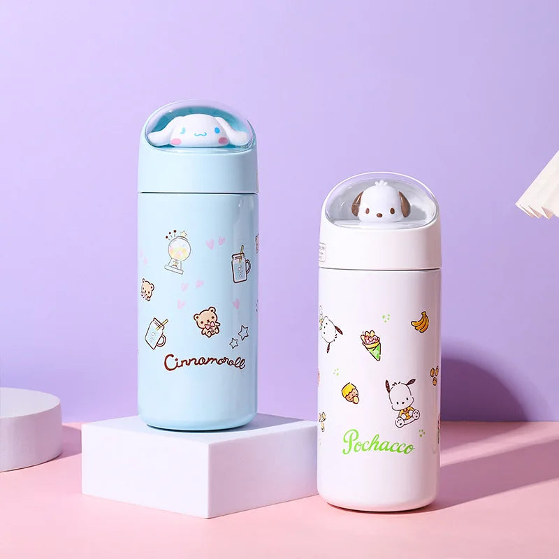 Hello Kitty 350ml Thermos: [Character Name] design, insulated, colorful background.